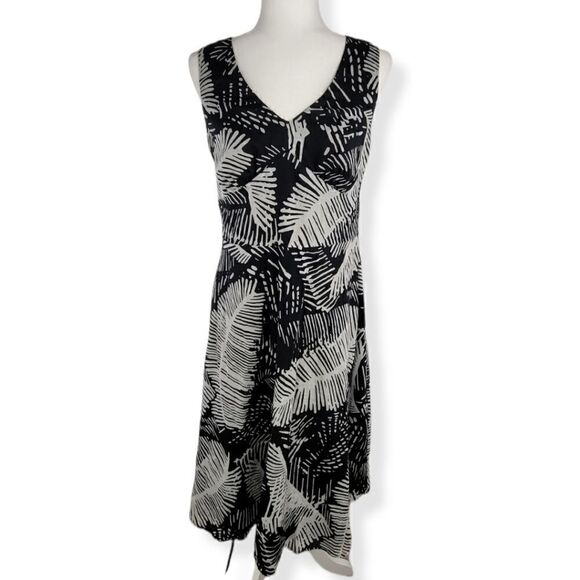 Jones New York  Black pattern V-neck sleeveless dress size 10 - Picture 1 of 5